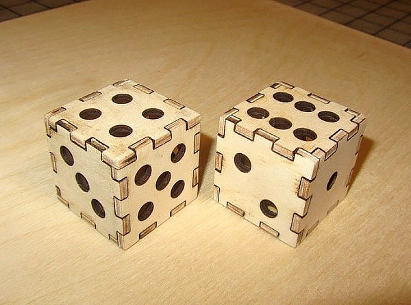Макет 3D-головоломка в виде игральных костей для лазерной резки