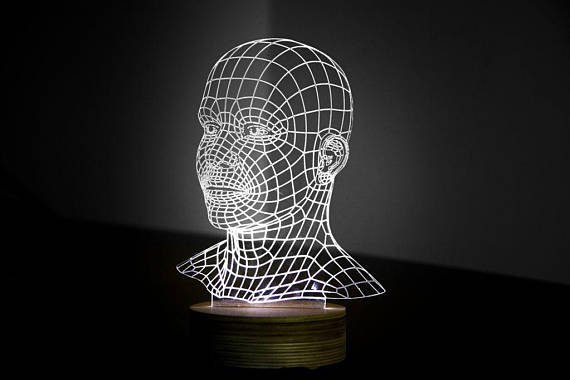 Макет 3D-иллюзия головы для акриловой лампы макет для лазерной резки