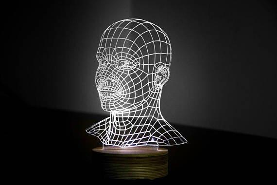 Макет 3D-иллюзия головы для акриловой лампы макет для лазерной резки