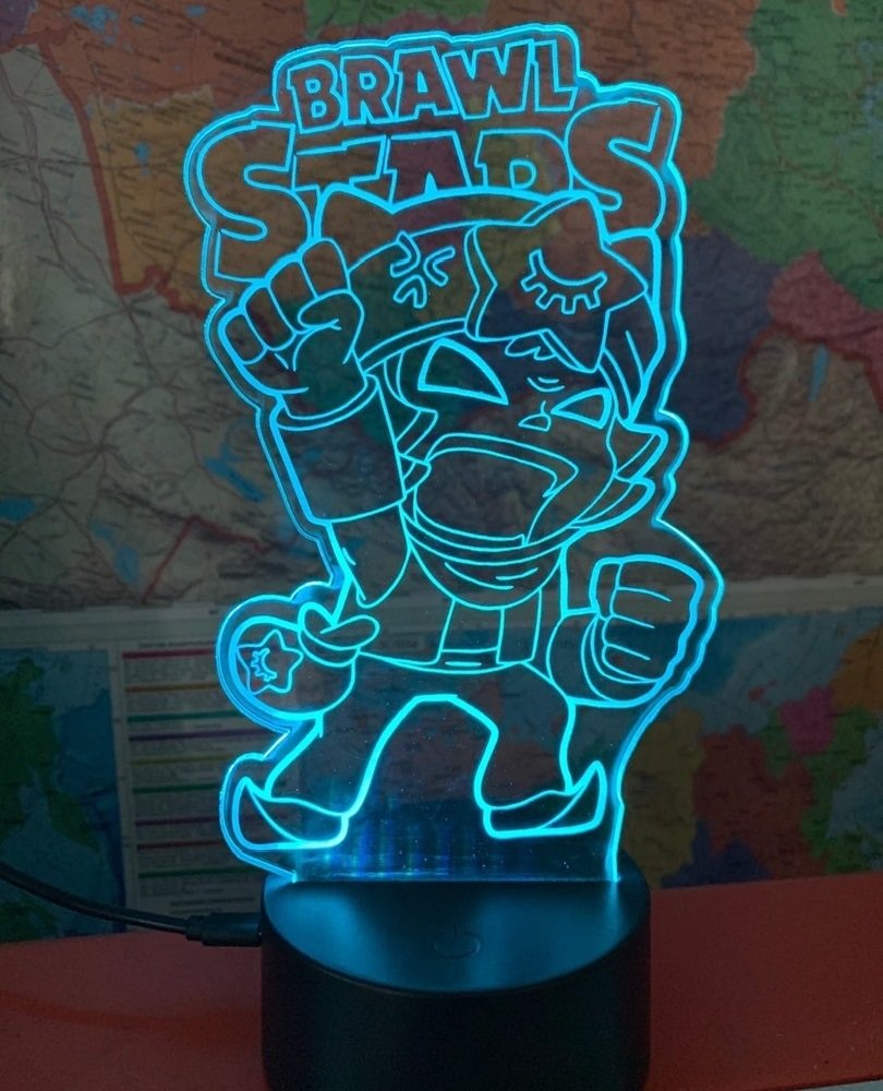 Макет 3D-иллюзия ночника по мотивам Brawl Stars для лазерной резки