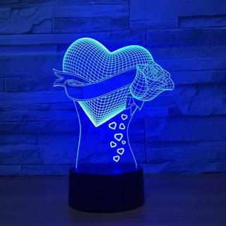 Интересный макет 3D-иллюзия-лампа в виде сердца с розой для лазерной резки