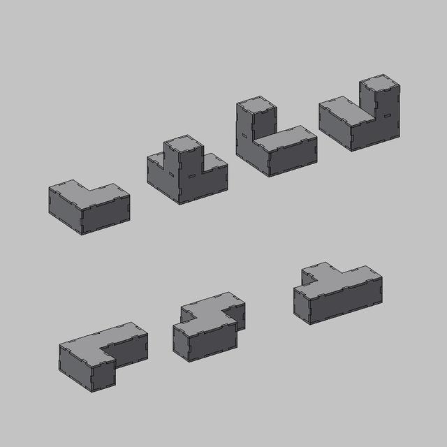 Макет 3D-макет блоков для игры Тетрис для лазерной резки — изображение 1