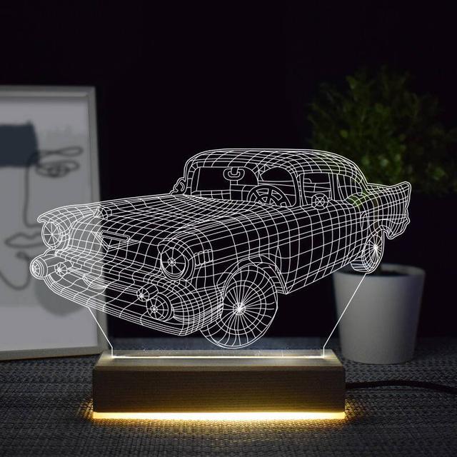 Макет 3D-макет винтажного автомобиля для лазерной резки ночник — изображение 3