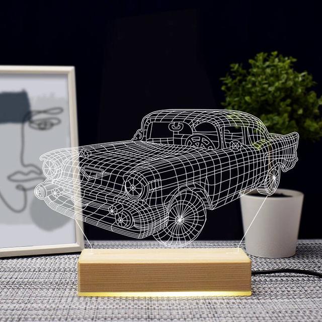 Макет 3D-макет винтажного автомобиля для лазерной резки ночник — изображение 2