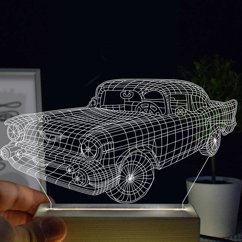 Макет 3D-макет винтажного автомобиля для лазерной резки ночник