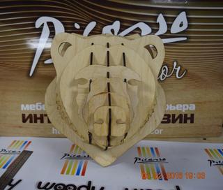 Интересный макет 3D-макет головы медведя для декора стен предназначенный для лазерной резки