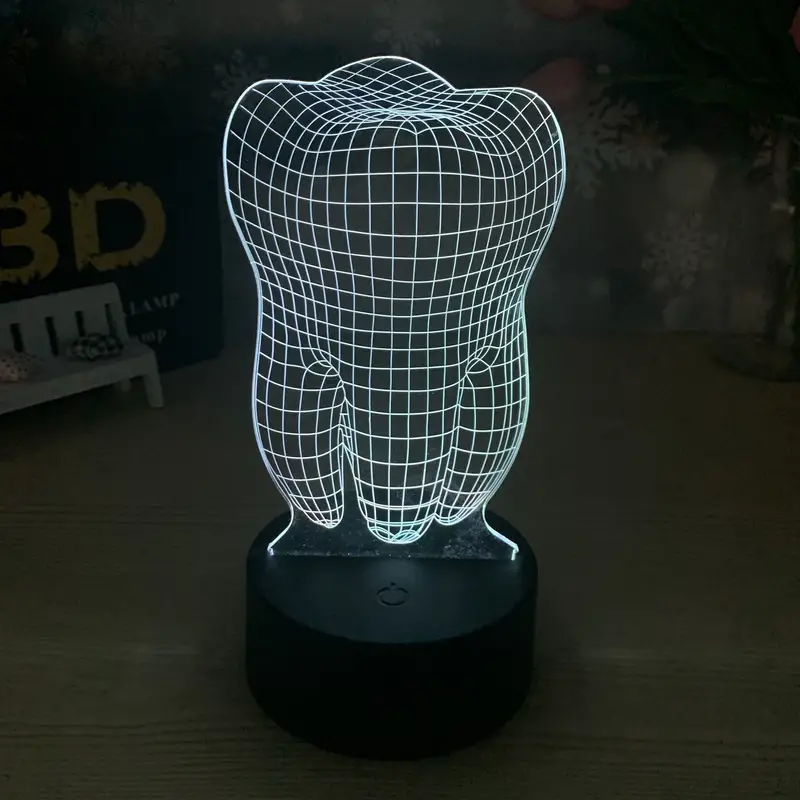 Макет 3D-макет иллюзии зуба для лазерной резки ночник с LED-подсветкой