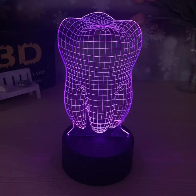Макет 3D-макет иллюзии зуба для лазерной резки ночник с LED-подсветкой — изображение 2