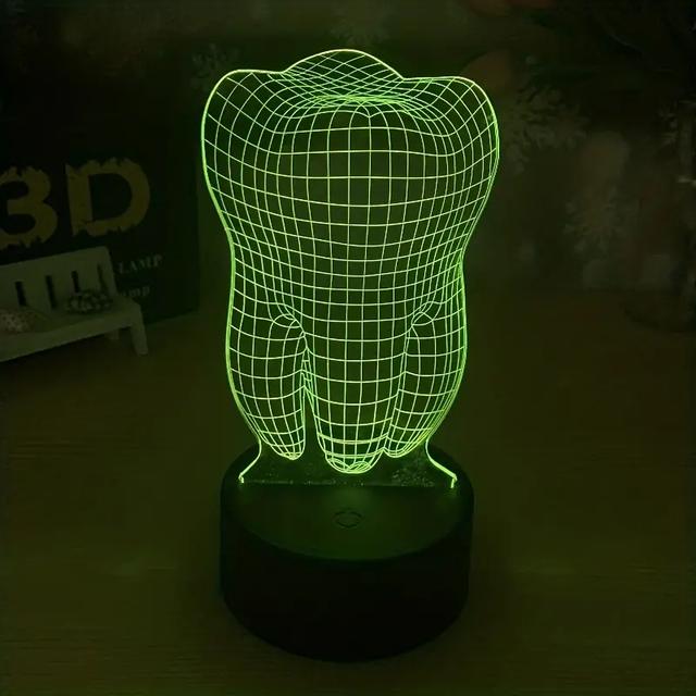 Макет 3D-макет иллюзии зуба для лазерной резки ночник с LED-подсветкой — изображение 5