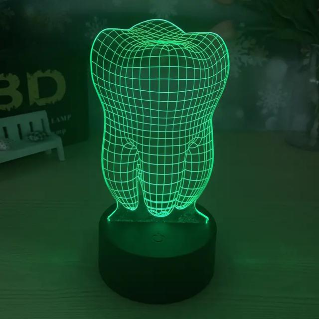 Макет 3D-макет иллюзии зуба для лазерной резки ночник с LED-подсветкой — изображение 4