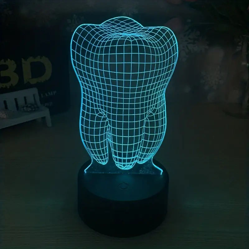 Макет 3D-макет иллюзии зуба для лазерной резки ночник с LED-подсветкой