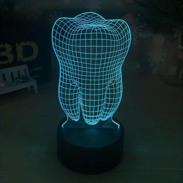 Макет 3D-макет иллюзии зуба для лазерной резки ночник с LED-подсветкой — изображение 3