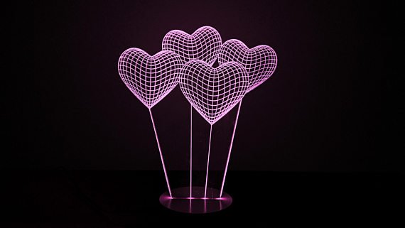 Макет 3D-макет иллюзионной лампы в виде сердца для лазерной резки