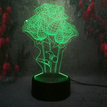 Макет 3D-макет иллюзионной лампы в виде цветов роз для лазерной резки