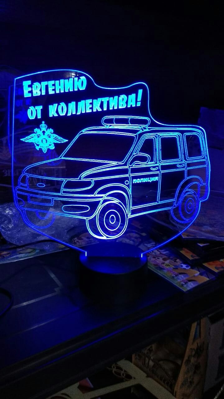 Макет 3D-макет иллюзионной полицейской машины для лазерной резки
