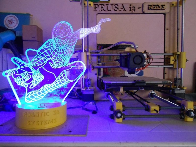 Макет 3D-макет лампы-иллюзии в виде Человека-паука для лазерной резки