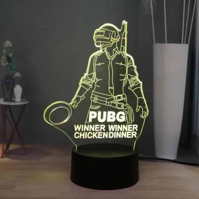 Макет 3D-макет лампы-иллюзии в стиле PUBG для лазерной резки Winner Winner Chicken Dinner — изображение 3