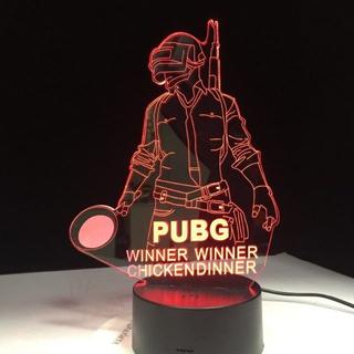Интересный макет 3D-макет лампы-иллюзии в стиле PUBG для лазерной резки Winner Winner Chicken Dinner
