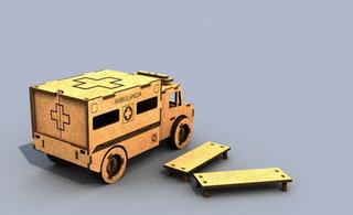 Интересный макет 3D-макет пожарной машины для лазерной резки