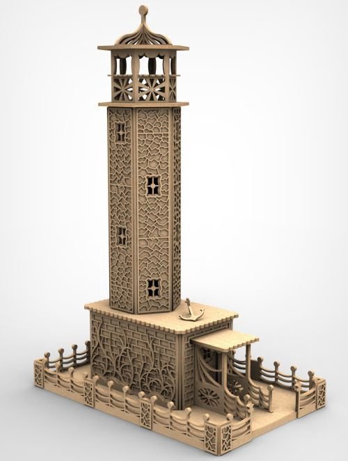Макет 3D-модель деревянного маяка для лазерной резки