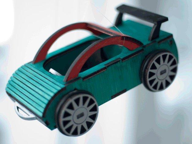 Макет 3D-модель деревянного спортивного автомобиля для лазерной резки — изображение 2
