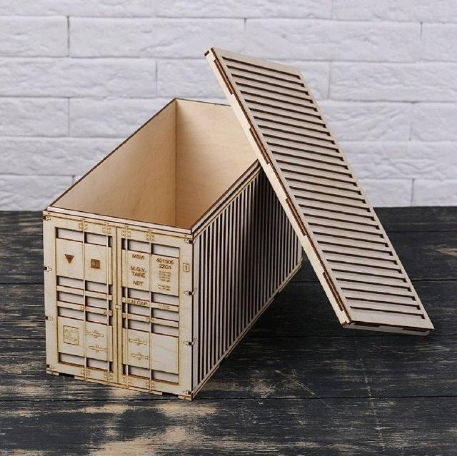 Макет 3D-модель контейнера для лазерной резки