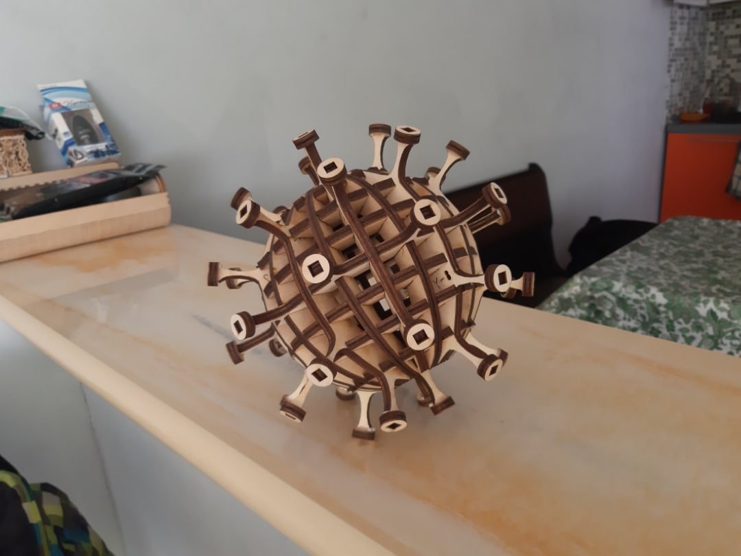 Макет 3D-модель коронавируса для лазерной резки формат DXF