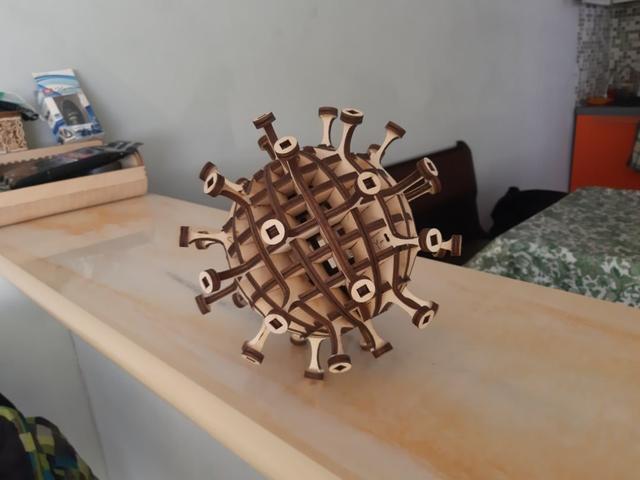 Макет 3D-модель коронавируса для лазерной резки формат DXF
