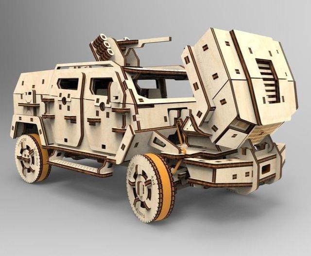 Макет 3D-пазл Бронированный автомобиль для лазерной резки 3 мм — изображение 4