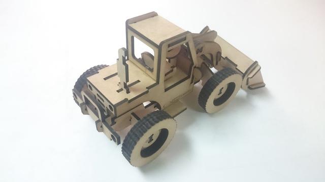 Макет 3D-пазл Бульдозер для лазерной резки 6 мм макет для станка — изображение 3
