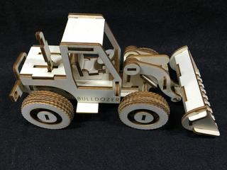 Интересный макет 3D-пазл Бульдозер чертёж для лазерной резки по дереву