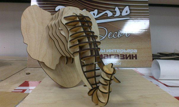 Макет 3D-пазл в виде головы слона макет для станка