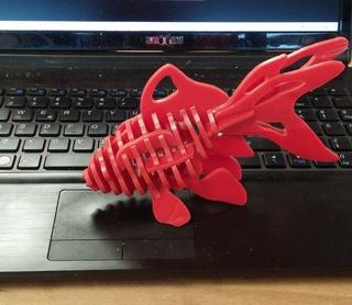 Интересный макет 3D-пазл в виде золотой рыбки макет для лазерной резки SVG-файл