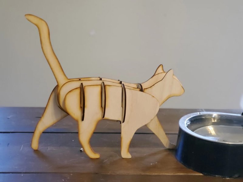 Макет 3D-пазл в виде кота для лазерной резки файл dxf