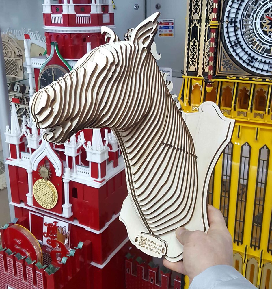 Макет 3D-пазл в виде лошади для лазерной резки