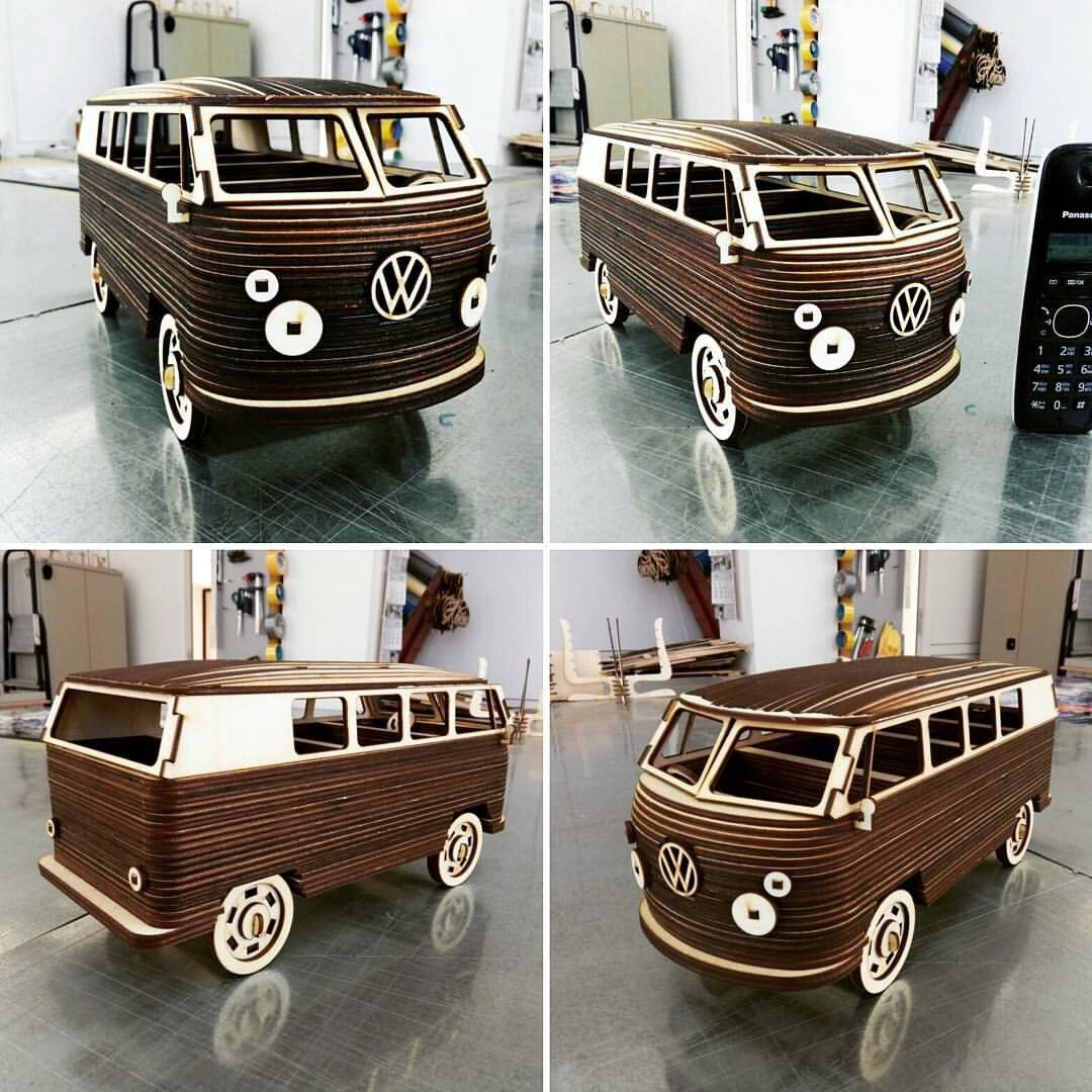 Макет 3D-пазл в виде микроавтобуса VW для лазерной резки