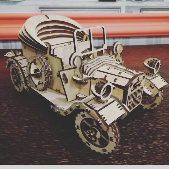 Макет 3D-пазл в виде ретроавтомобиля Ford для лазерной резки дерево — изображение 2