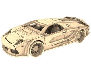 Интересный макет 3D-пазл в виде Lamborghini для лазерной резки