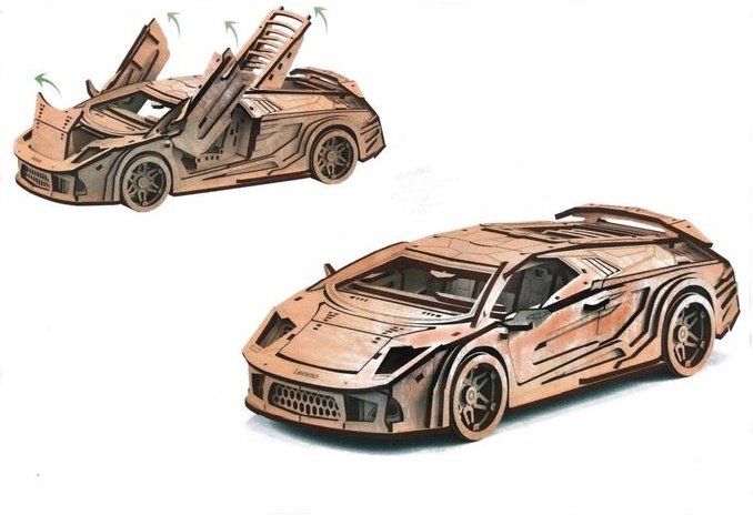 Макет 3D-пазл в виде Lamborghini для лазерной резки