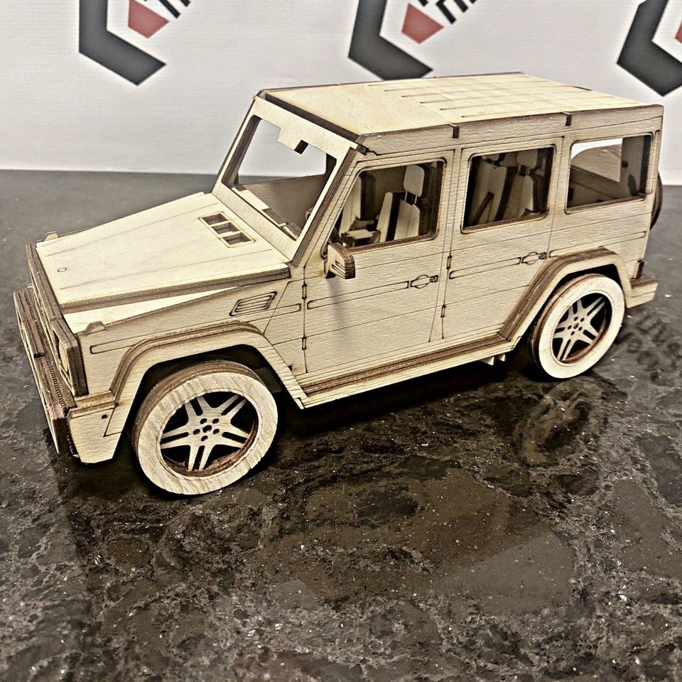 Макет 3D-пазл в виде Mercedes-Benz G-Class для лазерной резки вариант 2