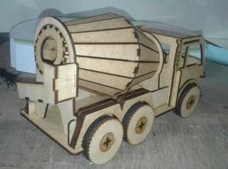 Интересный макет 3D-пазл грузовик-бетономешалка для лазерной резки