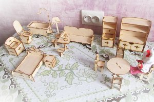 Макет 3D-пазл из мебели для куклы макет для лазерной резки