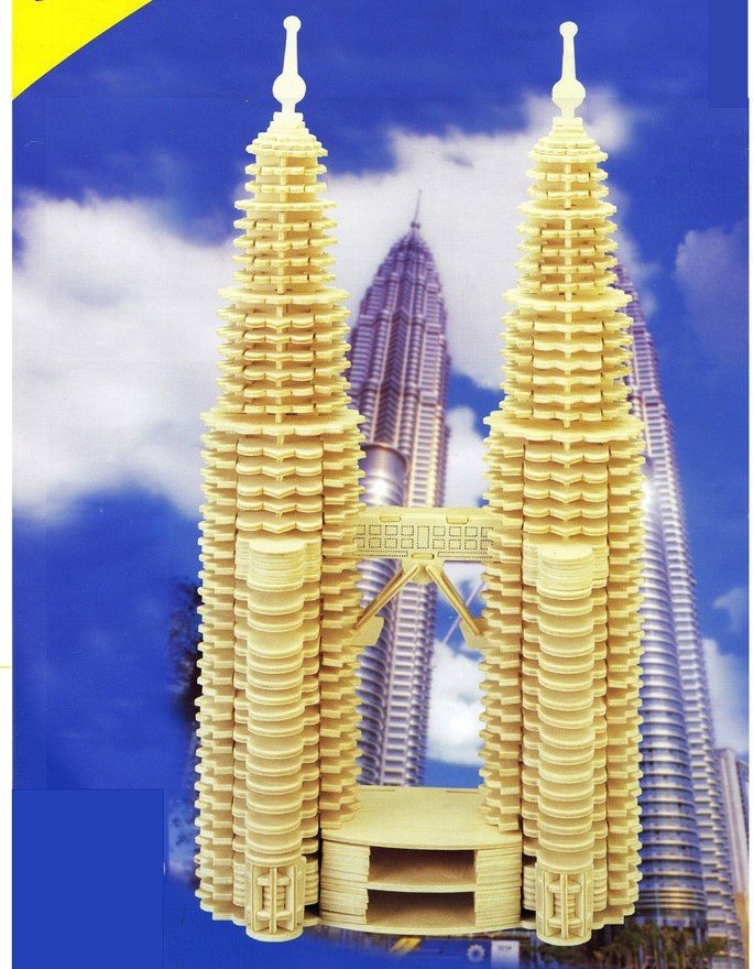 Макет 3D-пазл с изображением башен-близнецов Malaysia Petronas для лазерной резки