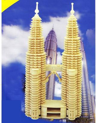 Интересный макет 3D-пазл с изображением башен-близнецов Malaysia Petronas для лазерной резки