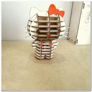Интересный макет 3D-пазл Hello Kitty для лазерной резки файл dxf