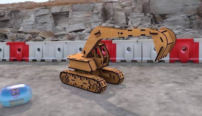 Макет 3D-пазл-экскаватор из дерева для лазерной резки