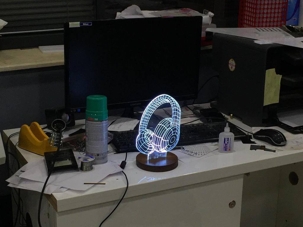 Макет 3D-подставка для наушников из акрила для лазерной резки