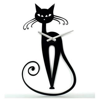 Интересный макет Cute cat wall clock drawing for laser cutting