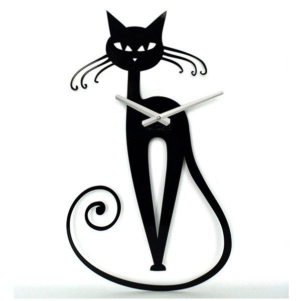 Макет Cute cat wall clock drawing for laser cutting — изображение 1